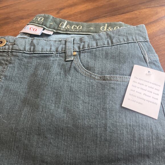 NWOT QVC Denim & Co Green Wash Denim Pants Size 20W Fallcore Campus Cabin Casual - Picture 2 of 9